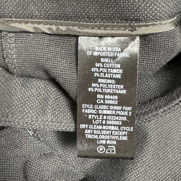 Theory Classic Black Skinny Dress Pants with Summer Pique 2 Fabric. - Picture 6 of 6